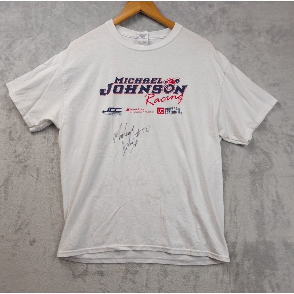 Michael Johnson Racing Signed T Shirt Adult Large White